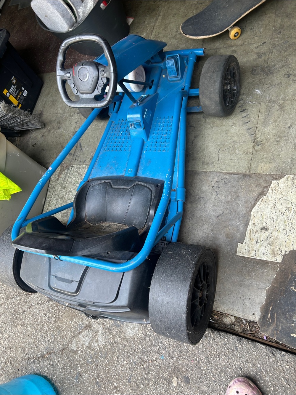 Blue Kids Ride-On Go Kart with Black Seat